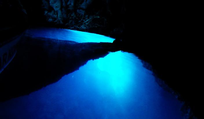 Beautiful blue colours inside the cave